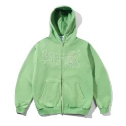 Zip-Thru Hoods|Pullover Hoods>Butter Goods Blotch Zip-Thru Hood, Washed Green