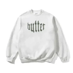 Zip-Thru Hoods|Pullover Hoods>Butter Goods Cut Out Applique Crewneck, Ash
