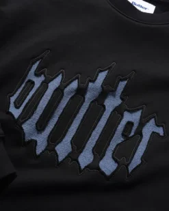 Zip-Thru Hoods|Pullover Hoods>Butter Goods Cut Out Applique Crewneck, Black