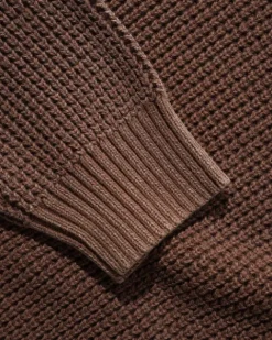 Knits>Butter Goods Distressed Waffle Knit Sweater, Washed Bark