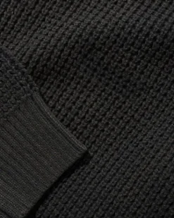 Knits>Butter Goods Distressed Waffle Knit Sweater, Washed Black