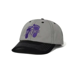 Hats|Beanies>Butter Goods Footprints 6 Panel Cap, Cool Grey