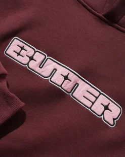 Zip-Thru Hoods|Pullover Hoods>Butter Goods Glint Nylon Applique Pullover Hood, Burgundy