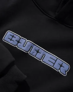 Zip-Thru Hoods|Pullover Hoods>Butter Goods Glint Nylon Applique Pullover Hood, Black