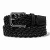 Accessories>Butter Goods Leather Braided Belt, Black