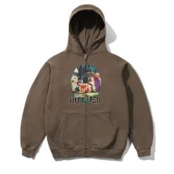 Zip-Thru Hoods|Pullover Hoods>Butter Goods Nimai Zip-Thru Hood, Washed Brown