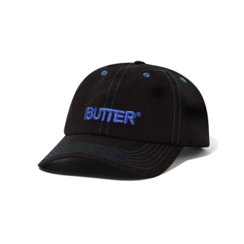 Hats|Beanies>Butter Goods Nylon Rounded Logo 6 Panel Cap, Black