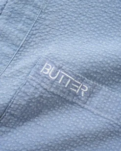 Shirts| Shirts>Butter Goods Overdye Seersucker S/S Shirt, Blue