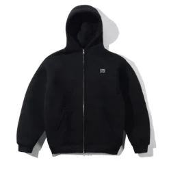 Zip-Thru Hoods|Pullover Hoods>Butter Goods Pile Lined Zip-Thru Hood, Black