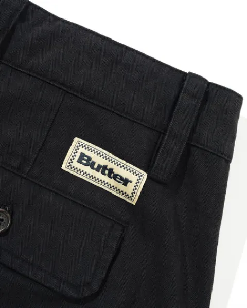 Denim Shorts|Shorts>Butter Goods Pleated Shorts, Washed Black