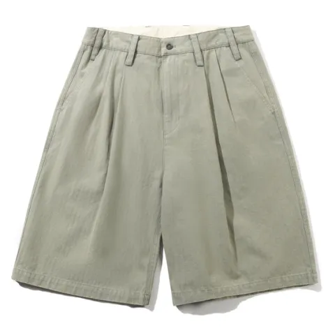 Denim Shorts|Shorts>Butter Goods Pleated Shorts, Washed Fatigue
