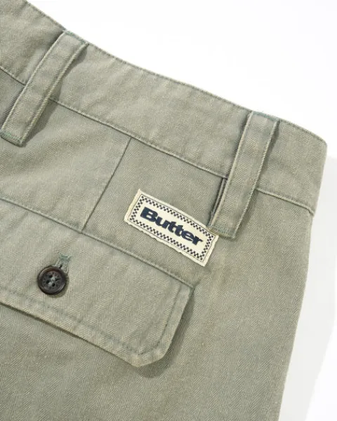 Denim Shorts|Shorts>Butter Goods Pleated Shorts, Washed Fatigue