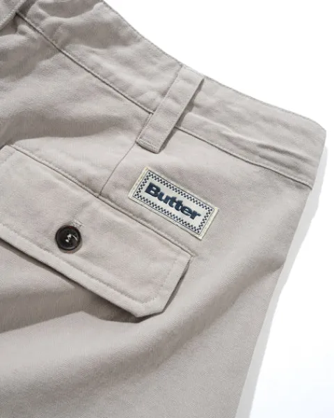 Denim Jeans|Pants>Butter Goods Pleated Trousers, Washed Light Grey