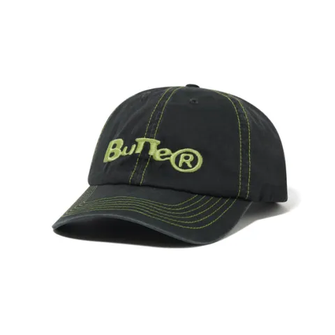 Hats|Beanies>Butter Goods Registered 6 Panel Cap, Washed Black