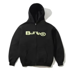 Zip-Thru Hoods|Pullover Hoods>Butter Goods Registered Zip-Thru Hood, Black