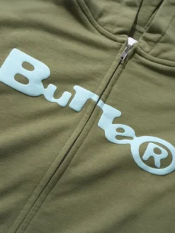 Zip-Thru Hoods|Pullover Hoods>Butter Goods Registered Zip-Thru Hood, Dull Army