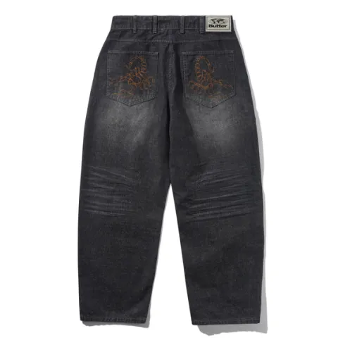 Denim Jeans|Pants>Butter Goods Scorpion Stitch Denim Jeans, Slub Black