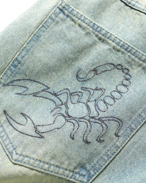 Denim Jeans|Pants>Butter Goods Scorpion Stitch Denim Jeans, Tinted Light Blue