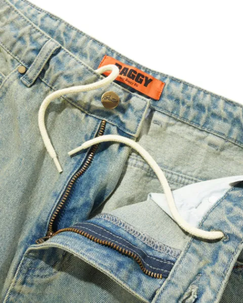 Denim Jeans|Pants>Butter Goods Scorpion Stitch Denim Jeans, Tinted Light Blue