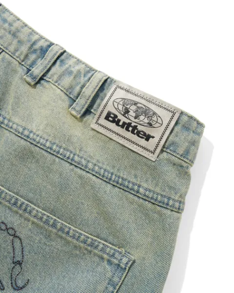 Denim Jeans|Pants>Butter Goods Scorpion Stitch Denim Jeans, Tinted Light Blue