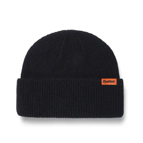 Hats|Beanies>Butter Goods Tall Wharfie Beanie, Black