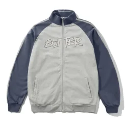 Jackets>Butter Goods Tunnel Fleece Track Jacket, Ash / Navy