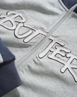 Jackets>Butter Goods Tunnel Fleece Track Jacket, Ash / Navy