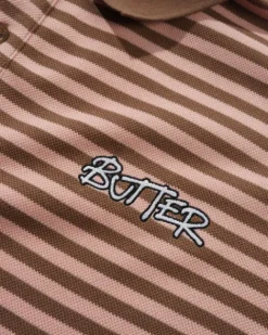 Shirts| Shirts>Butter Goods Tunnel S/S Polo Shirt, Brown / Salmon