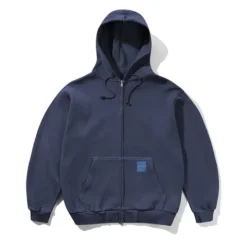 Zip-Thru Hoods|Pullover Hoods>Butter Goods Waffle Zip-Thru Hood, Navy Overdye